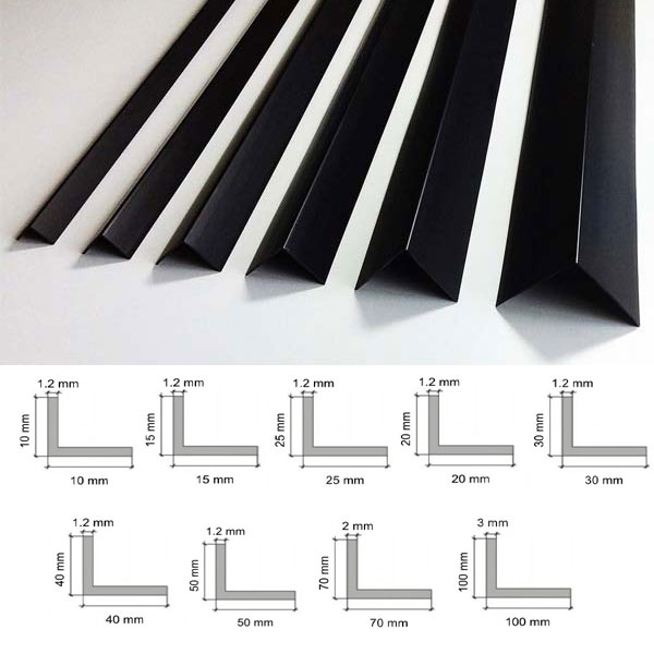 2.5m Black Plastic PVC 90 Degree Corner Angle Trim For Wall Protection